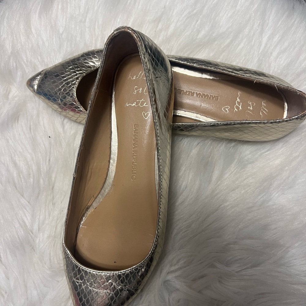 Banana Republic Metallic Textured Flats